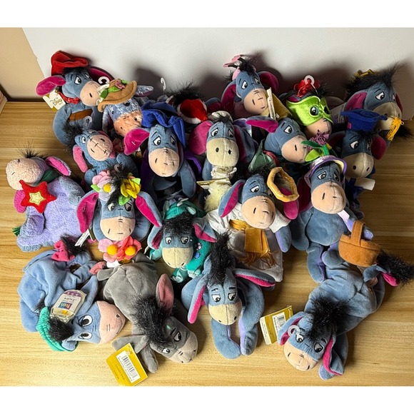 Disney Eeyore Beenie Baby Lot of 20 Winnie Pooh Character Costume Collectible - Picture 1 of 16